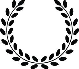 wheat and oak wreath depicting an award,  circular laurel foliage, achievement, heraldry, nobility. Emblem floral Greek branch flat style stock vector.