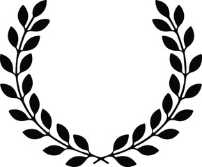 circular laurel foliage, wheat and oak wreath depicting an award, achievement, heraldry, nobility. Emblem floral Greek branch flat style stock vector.