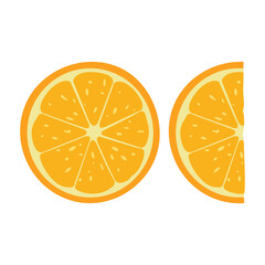 Round and half orange slice , isolated on white background. icon, vector illustration.