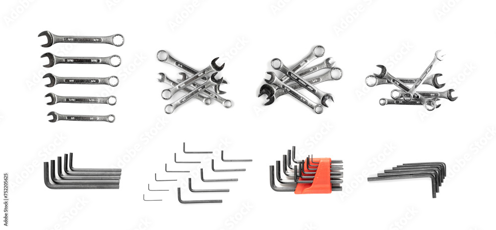 Wall mural hex key collection isolated on white background top view