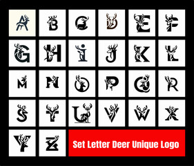 Set vector letter deer unique logo