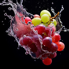 grape water splashes captured in an abstract and artistic manner. Generative AI.