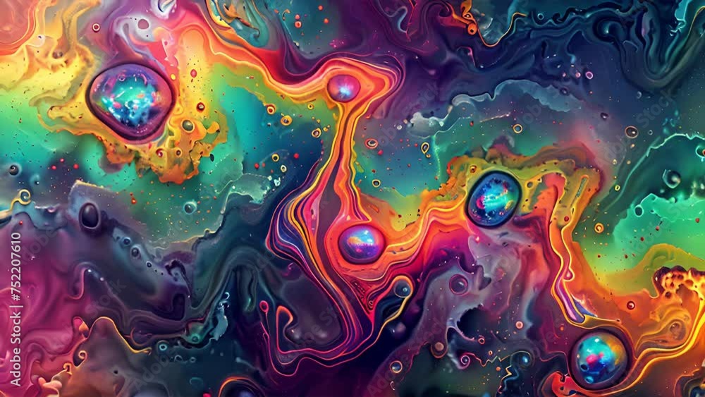 Poster abstract painting come to life with a multitude of vibrant colors and diverse shapes creating a visu
