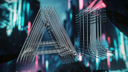 Futuristic 3D modern text about Artificial Intelligence (AI)
