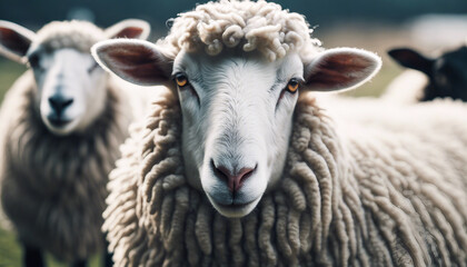 Farmyard Friends: A Collection of Sheep Portraits - obrazy, fototapety, plakaty