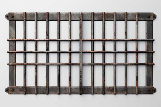 Prision bars isolated on dark background. Ai Generative