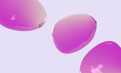 Abstract 3D pink glass on a purple background