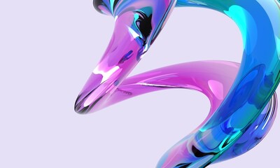 Obraz premium Abstract 3D glass on a purple background