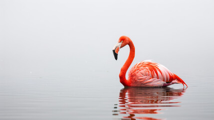 flamingo on white background