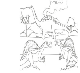 Dinosaur coloring book page for kids 