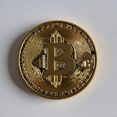 golden bitcoin on white
