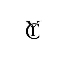 Initial Letter Logo. Logotype design. Simple Luxury Black Flat Vector YC CY