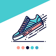 Simple Colorful Minimalist Sneakers Line Art Monoline Illustration Design with Clean Background