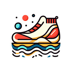 Simple Colorful Minimalist Sneakers Line Art Monoline Illustration Design with Clean Background