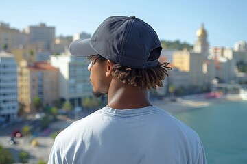 portrait of african man wearing plain cap hat, mockup