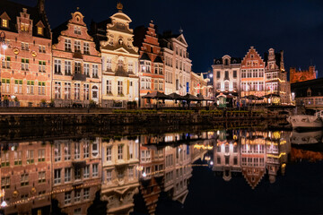Night photography in the waterfront of gent