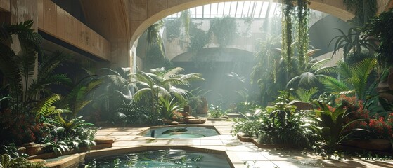 Landscape of Ethereal Greenhouse Guardian with Butterfly, Unreal Engine 3D
