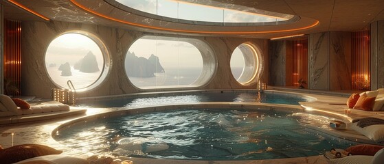 Landscape of Modern Luxury Interior, Unreal Engine 3D, interior of a hotel