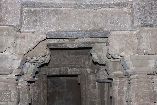 Vadodara, Gujarat / India - April 08, 2014: The interior view of the Lakulish temple on the Pavagadh hill.