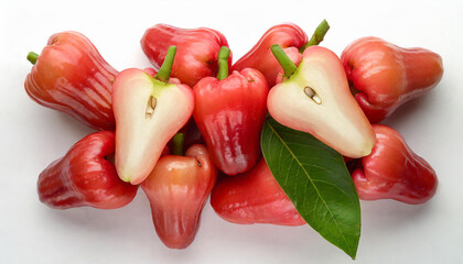 Top view bunch of rose apple isolated on white background.