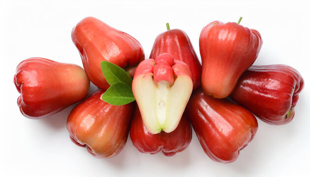 Top view bunch of rose apple isolated on white background.