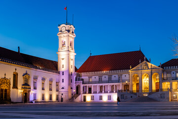 Fototapeta na wymiar The iconic view of the Coimbra university at night, Portuga