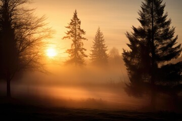 Obraz premium Sunrise through Fog: Soft bokeh lights through a misty morning.