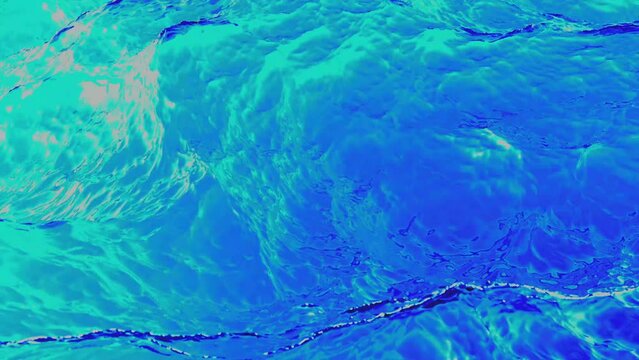 Abstract crystal clear sea water texture. Blue water reflection. Motion graphic 