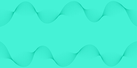 Abstract background with waves for banner. Medium banner size. Vector background with lines isolated. Element for design. Green gradient. Turquoise color. Summer, spring. Brochure, booklet