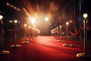 Film Premiere: Red carpet event with camera flashes in the background.