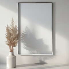 Stylish Silver Frame on Wall - A4 Size Blank Canvas