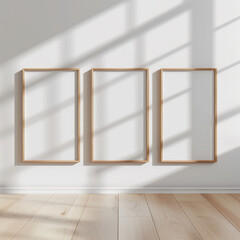 Light Oak Wood Thin Portrait Frames Trio
