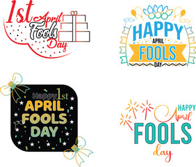 Fools Day text design vector illustration.