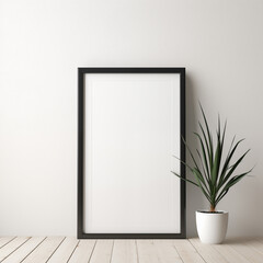 Modern Black Frame with White Matte Mockup