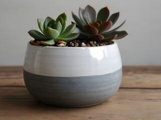 Minimalist pot with succulent at home