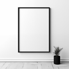 Empty Frame on White Background: Side View Photography