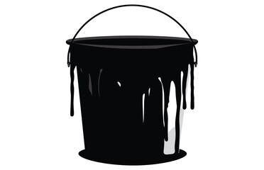 Paint Melting Bucket silhouette, Paint Bucket Icon Flat Graphic Design

