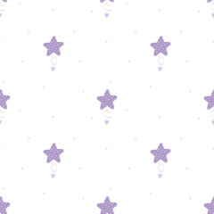 Cute hand drawn good night sleep theme seamless vector pattern. Fun stars background for kids room decor, nursery art, wrapping paper, textile, fabric, wallpaper, gift, packaging, apparel.