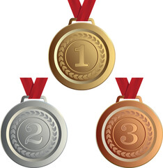 Vector award medals gold, silver, bronze