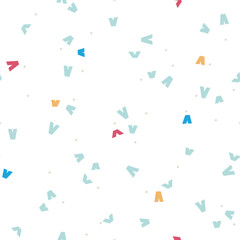 Seamless vector pattern with cute hand drawn geometric elements. Abstract modern background for kids room decor, nursery art, apparel, gift, fabric, textile, wrapping paper, wallpaper, packaging.