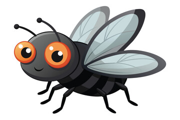 cute cartoon black fly vector illustration  