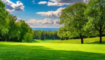 Fototapeta premium landscape with green grass and sky