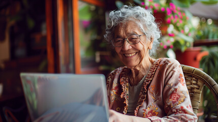 Elderly women of different races enjoy marvels of modern technology; gaming, VR, internet