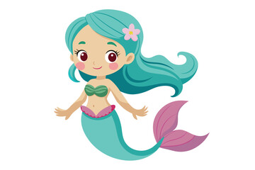 Obraz na płótnie Canvas cute-cartoon-mermaid vector illustration 