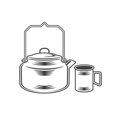 illustration of camping kettle, vector art.
