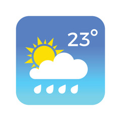 Fototapeta premium Mobile weather app interface design. Temperature, weather condition user interface generator. UI element vector icon isolated on blue gradient background