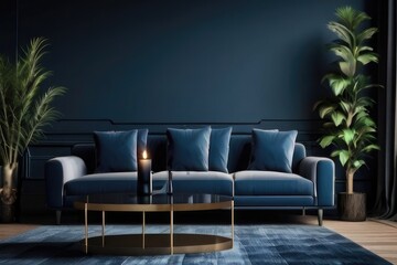 Obraz premium interior of Living Room Interior with frames, poster armchairs ,sofa and Sideboard on Top