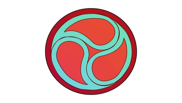 A triskelion or triskeles ancient motif animation with several transformations.