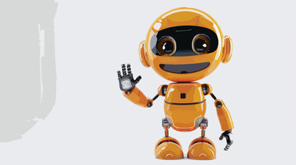 Obraz na płótnie Canvas Friendly positive cute cartoon orange robot with smile