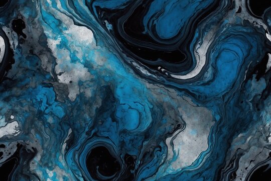blue marble with acrylic liquid silver swirls backdrop